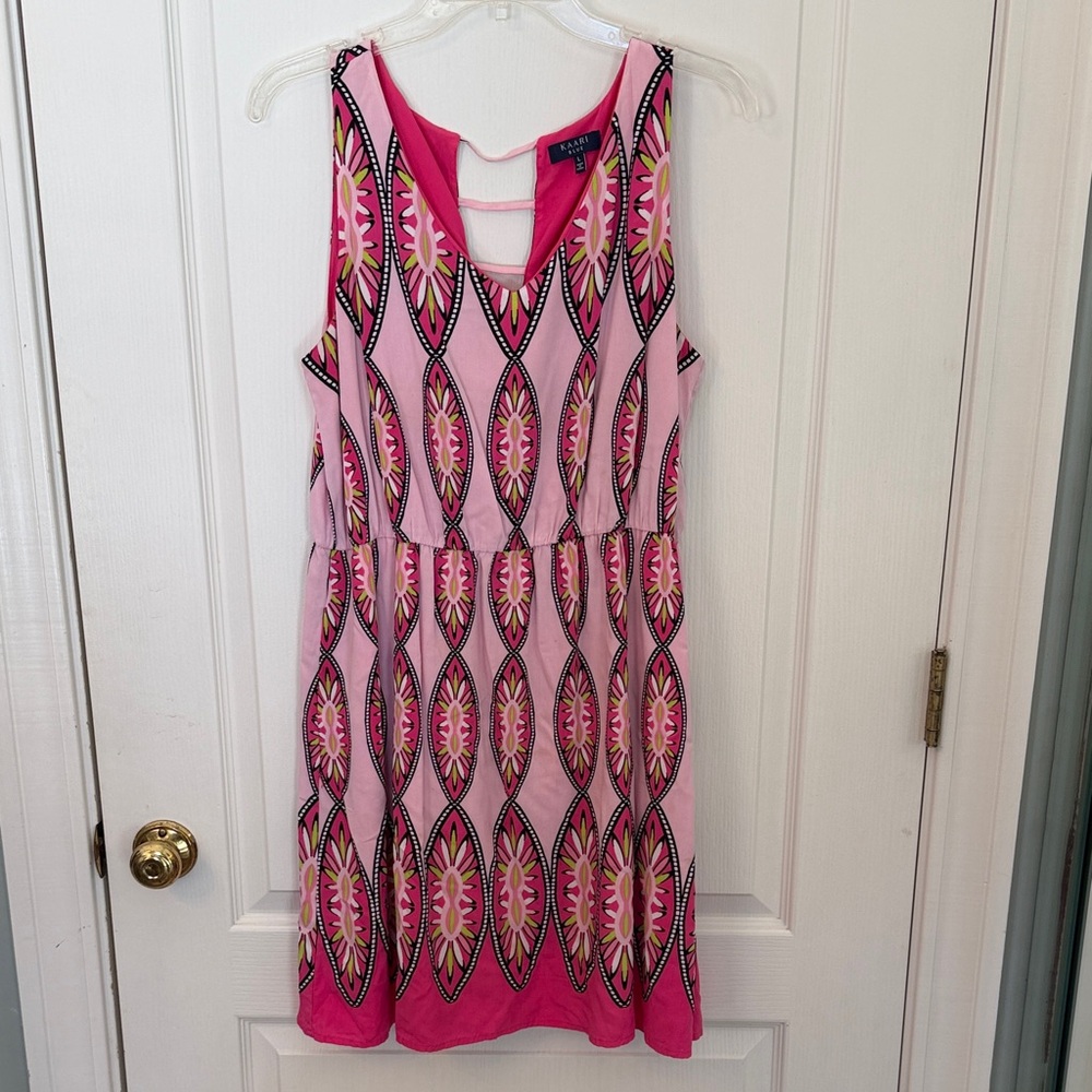 Kaari Blue Pink and Yellow Patterned Mini Dress
